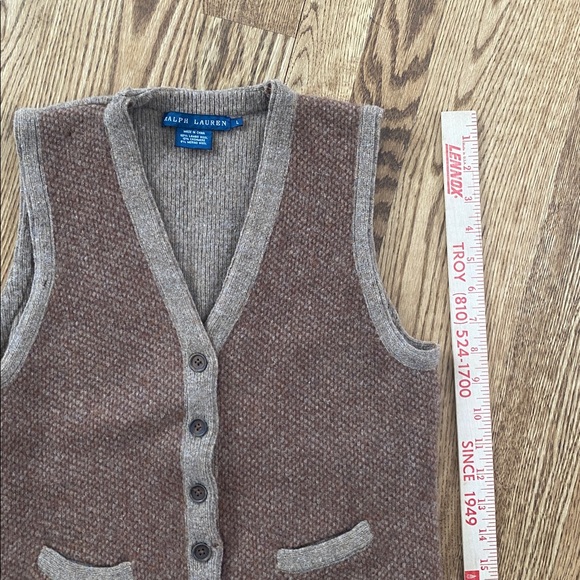 Ralph Lauren wool cashmere sweater vest size large preppy quiet luxury brown - Picture 7 of 13